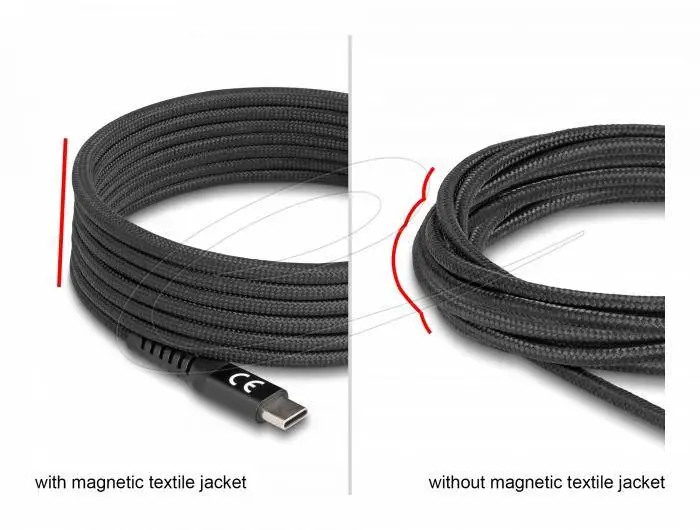 Delock Кабел USB-C, PD 60W, магнитна текстилна обвивка, 2 m
