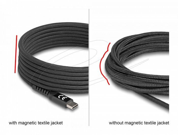 Delock Кабел USB-C, PD 60W, магнитна текстилна обвивка, 2 m