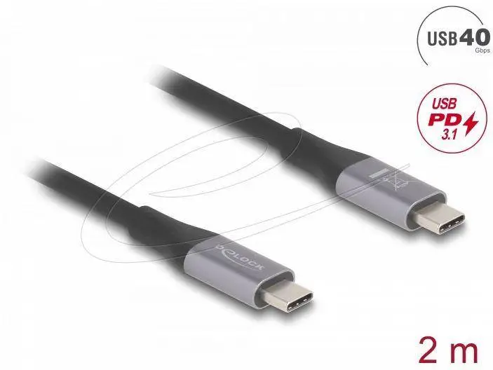 Delock Кабел E-Marker, USB-C, 240W, 2 m, сив