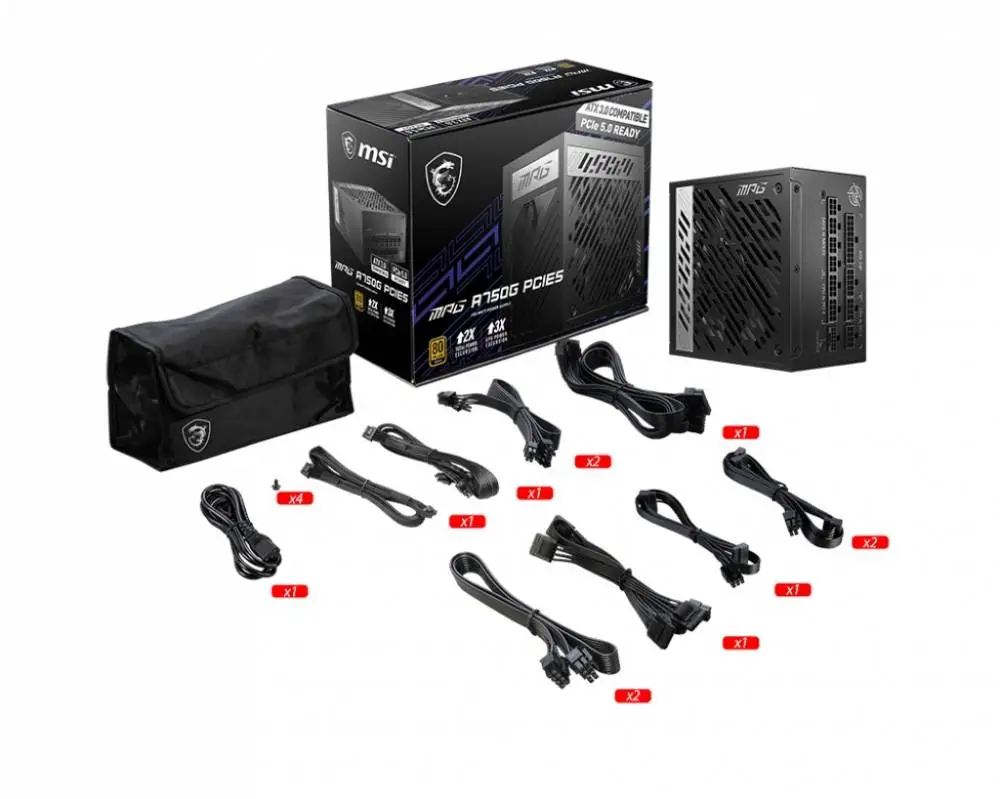 Захранване MSI MPG A750GN PCIE5 750W 80 Plus Gold ATX 3.1, PCIe 5.1 PSU