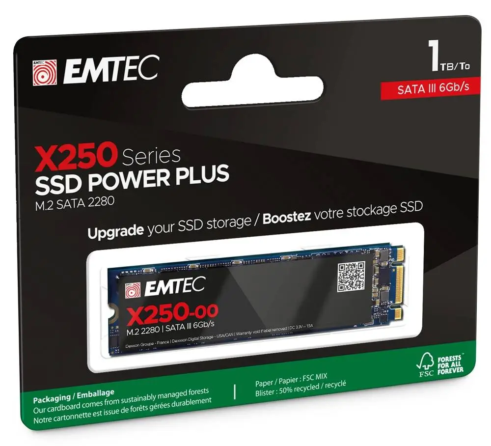 Диск SSD EMTEC X150 1TB M.2 2280 SATAIII 6Gb/s 3D NAND - ECSSD1TX250