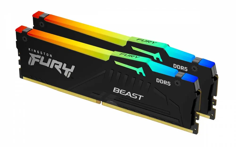 Памет Kingston FURY Beast Black RGB 16GB (2x8GB) DDR5 5600MHz CL40 - KF556C40BBAK2-16