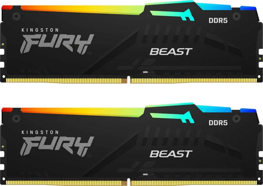 Памет Kingston FURY Beast Black RGB 16GB (2x8GB) DDR5 5600MHz CL40 - KF556C40BBAK2-16