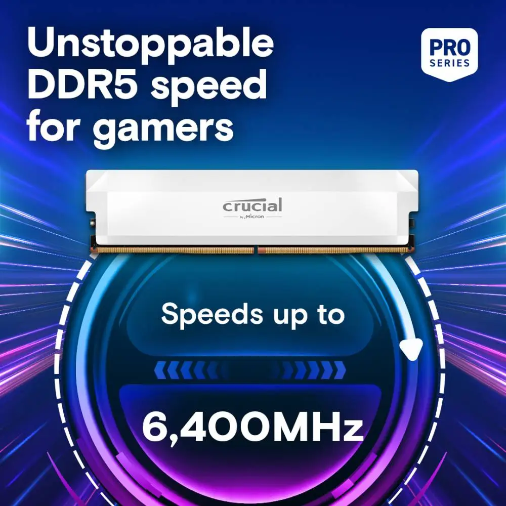 Памет Crucial Pro White 32GB (2x16GB) DDR5 6000MHz CL36 EXPO/XMP - CP2K16G60C36U5W