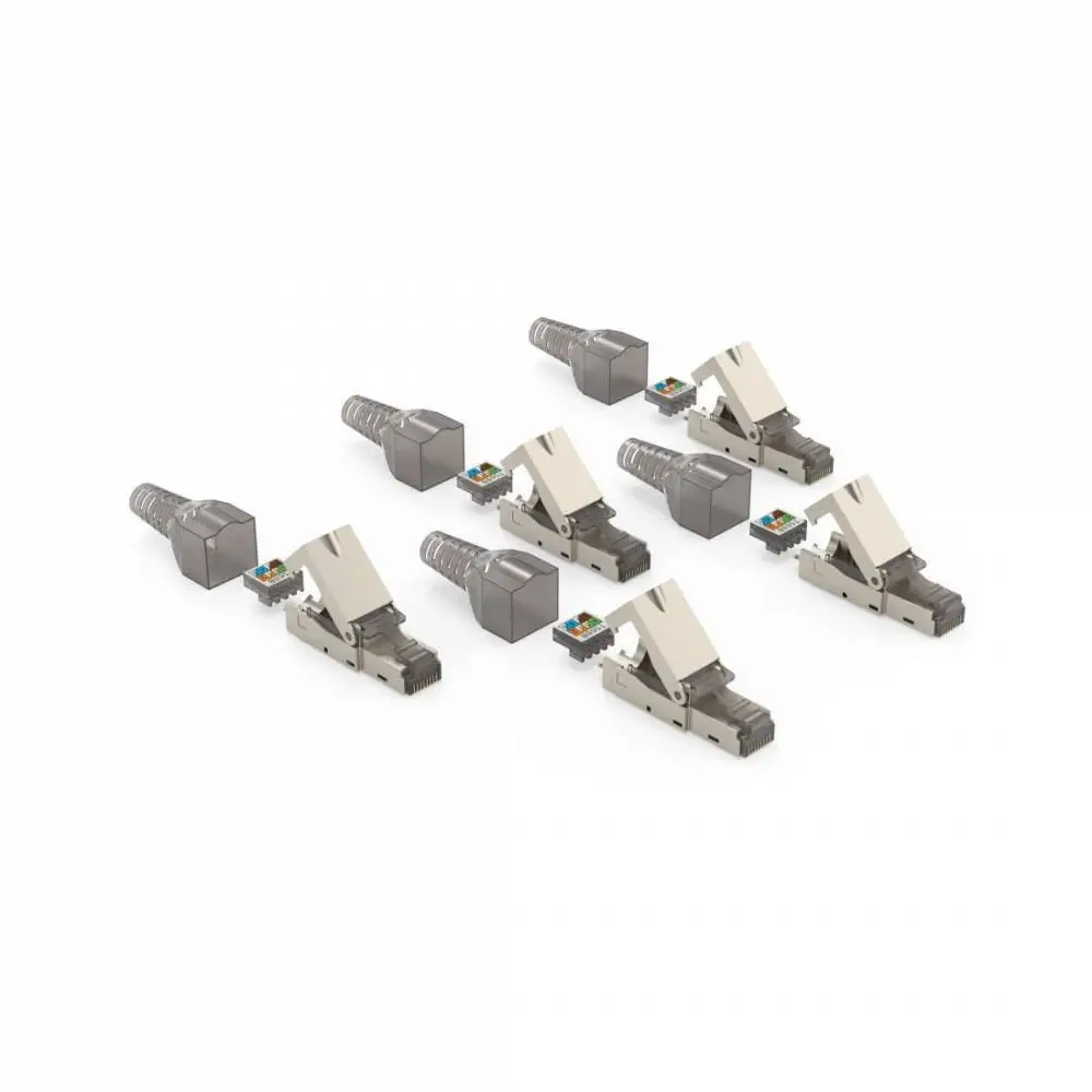 HAMA Set Netzwerkstecker, CAT 6a, 10 Gbit/s, geschirmt, werkzeugloses Installieren, 5 Stück