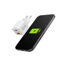HAMA Бързо мини Gan зарядно, 30 W, 1x USB-C, 1x USB-A, PD, бял