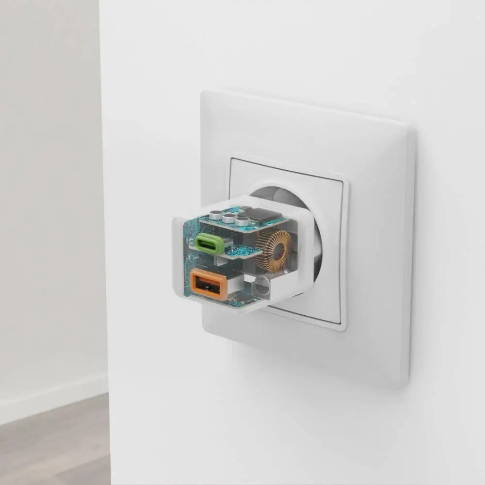 HAMA Бързо мини Gan зарядно, 30 W, 1x USB-C, 1x USB-A, PD, бял