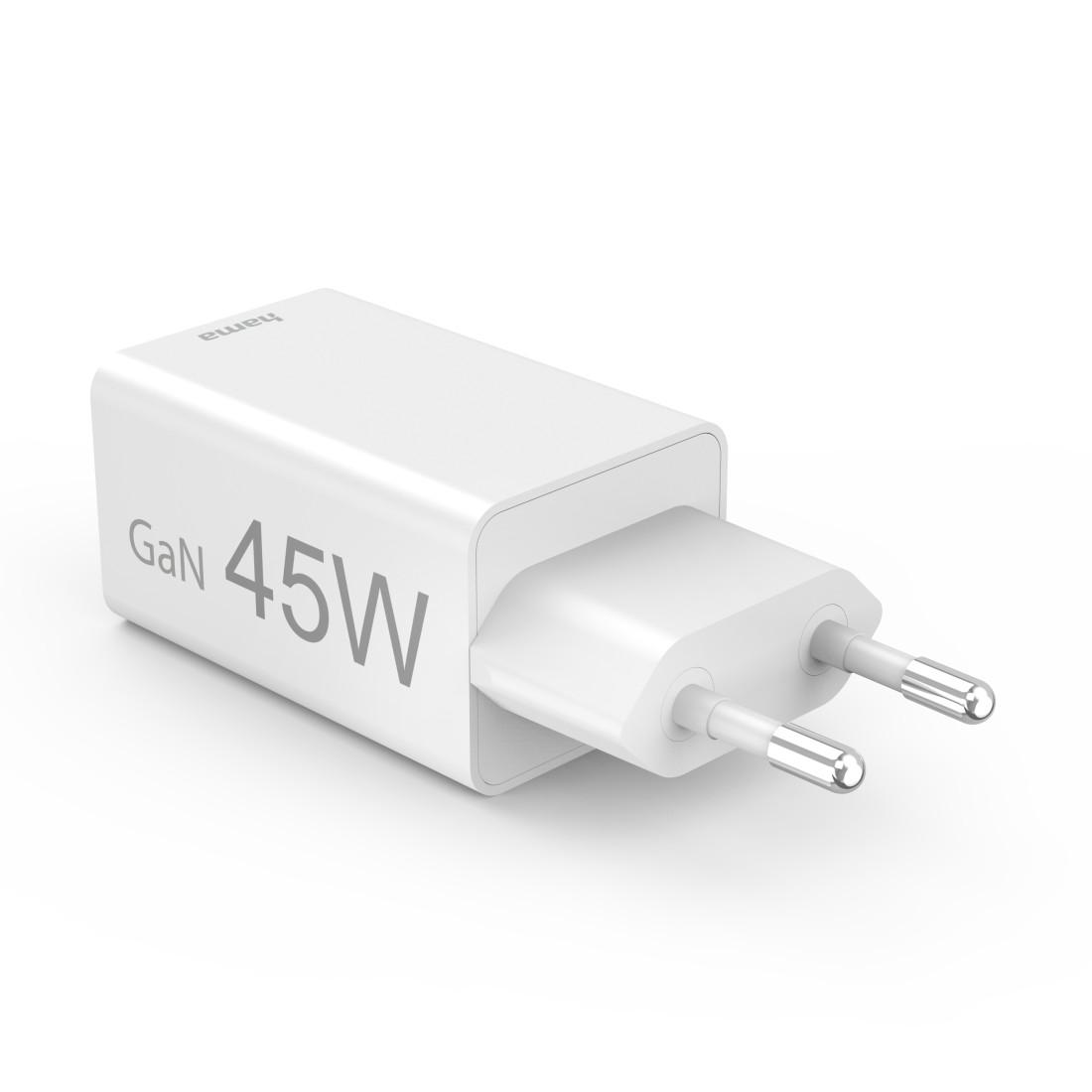 HAMA Бързо мини зарядно, 45 W, 1x USB-C - 1x USB-A, PD, бяло