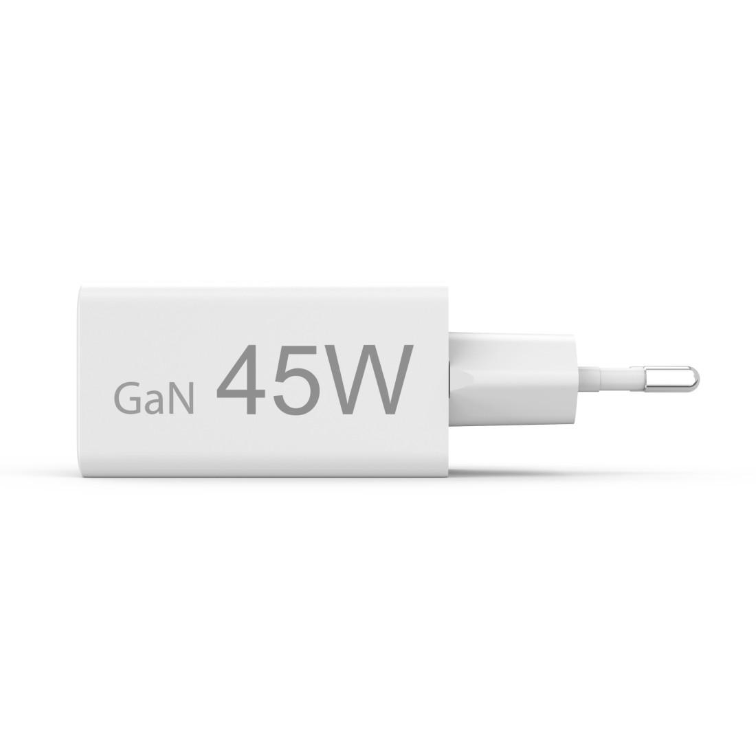 HAMA Бързо мини зарядно, 45 W, 1x USB-C - 1x USB-A, PD, бяло