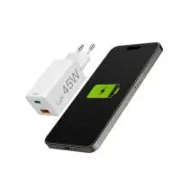 HAMA Бързо мини зарядно, 45 W, 1x USB-C - 1x USB-A, PD, бяло
