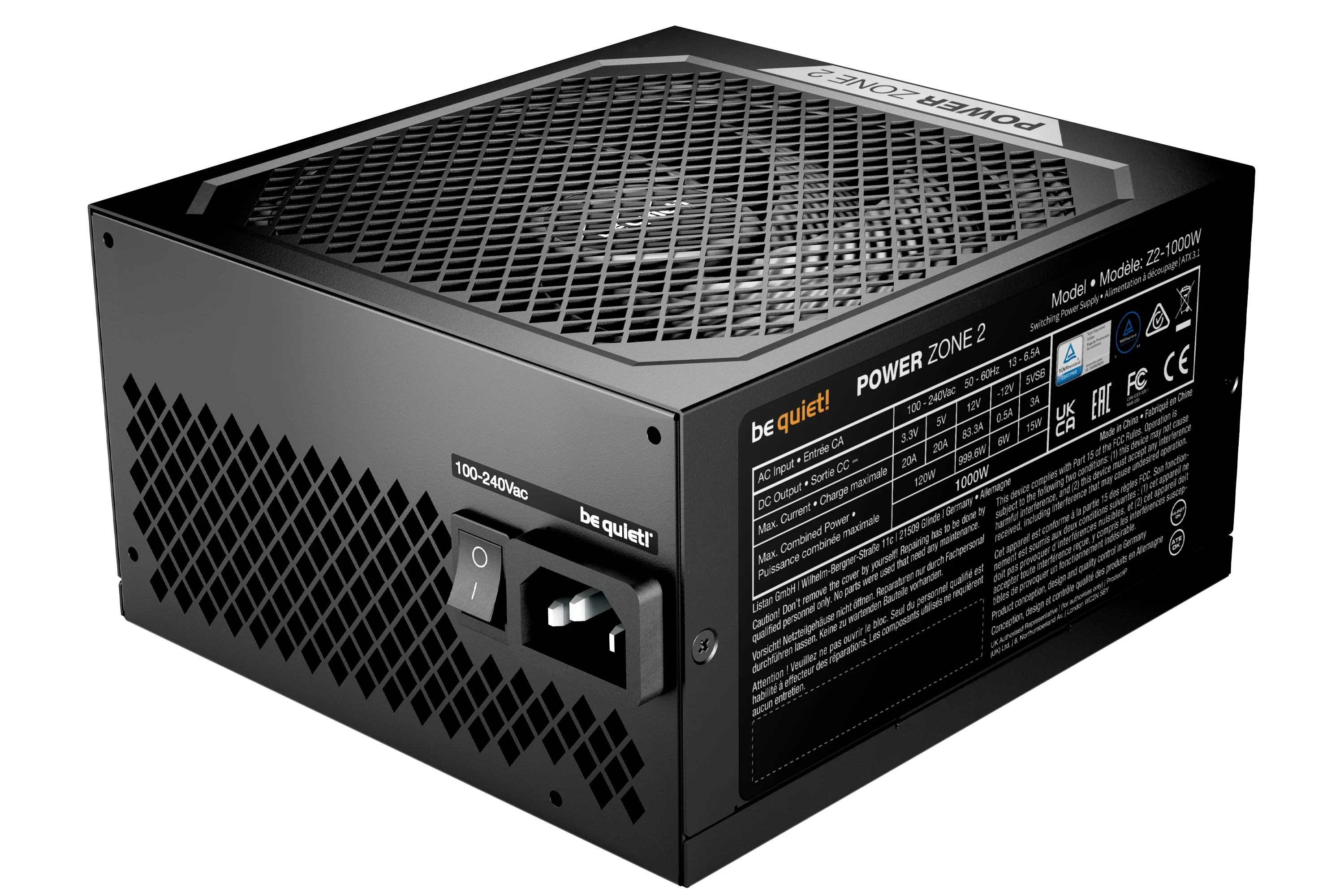 Захранване be quiet! POWER ZONE 2 1000W 80 Plus Platinum ATX 3.1 - BP008EU 