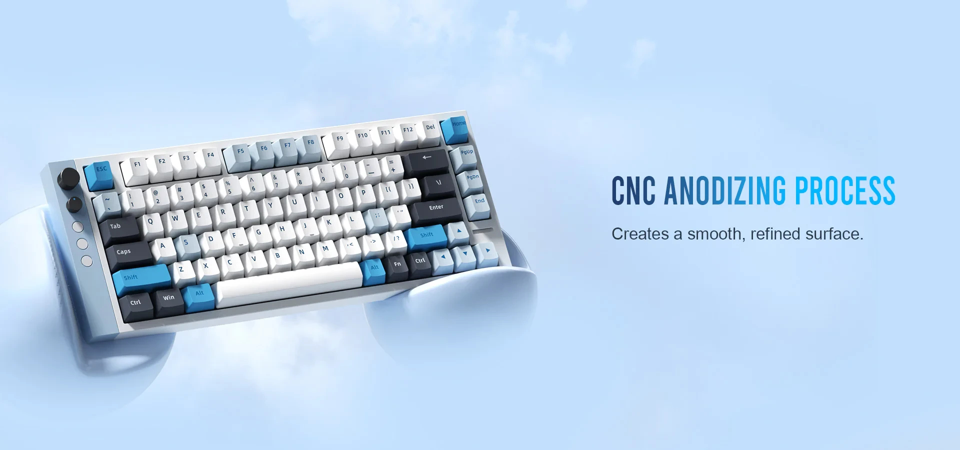 Lamzu професионална геймърска механична клавиатура Professional Gaming Mechanical Keyboard JET 75 - 8K, Magnetic Gateron Jade Switches - White/Blue