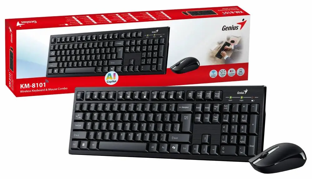 Genius клавиатура и мишка Wireless Keyboard and Mouse - KM-8101 Black - AI, BG, 2.4GHZ