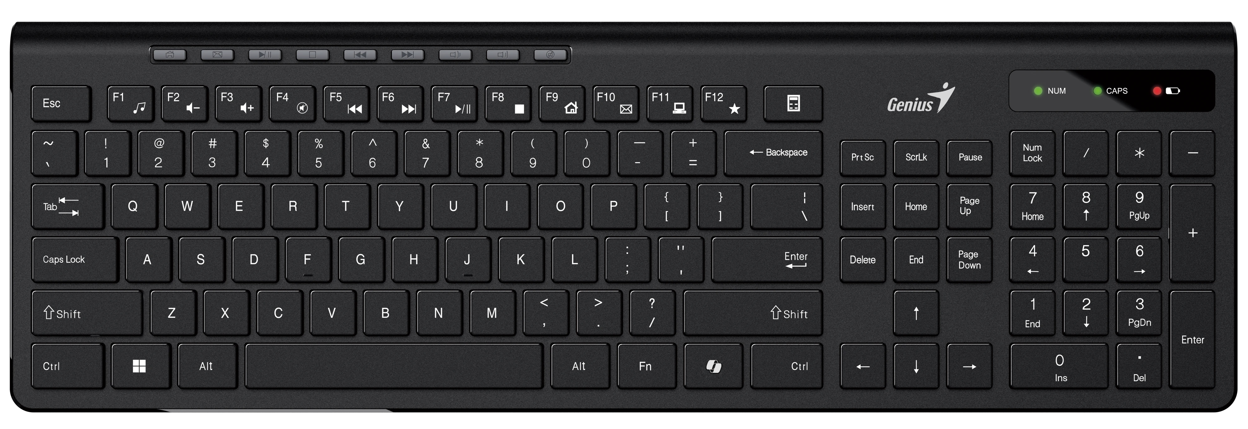 Genius клавиатура кирилизирана безжична Wireless Slim Keyboard SlimStar 7230 Black - AI, BG, 2.4Ghz