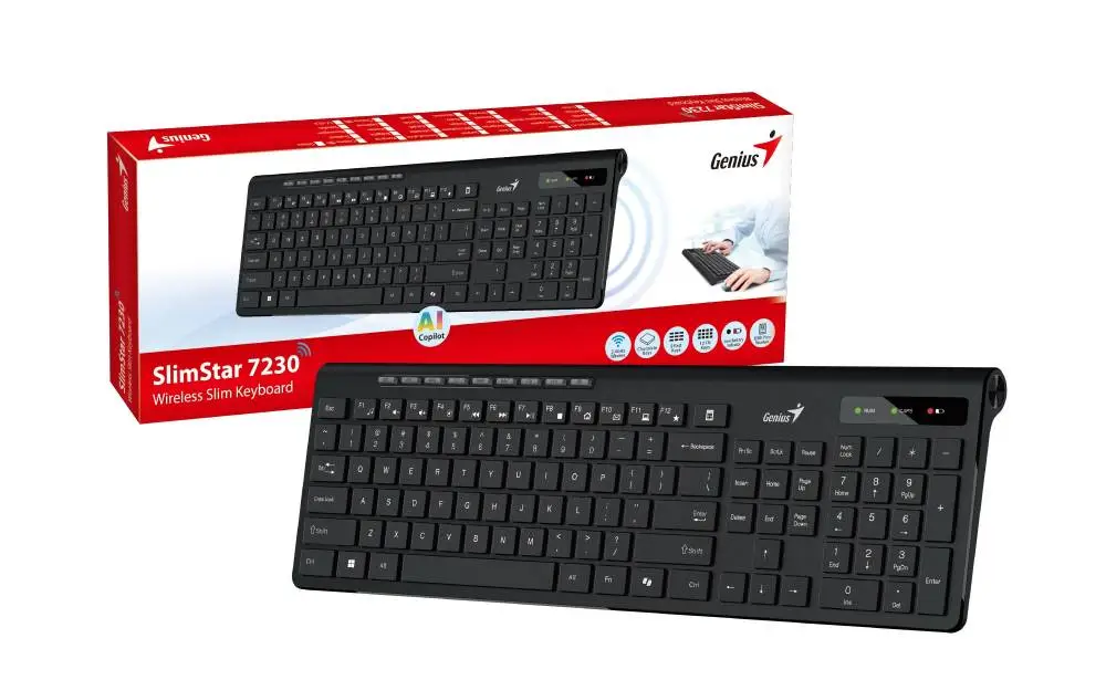 Genius клавиатура кирилизирана безжична Wireless Slim Keyboard SlimStar 7230 Black - AI, BG, 2.4Ghz