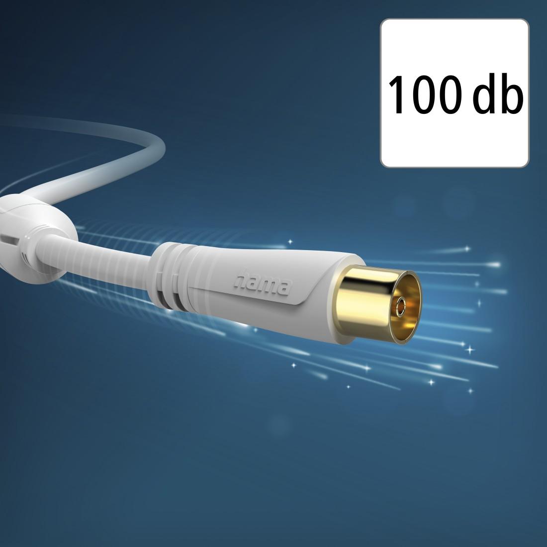 HAMA Коаксиален антенен кабел, позлатен, 3,0 м, 100 dB