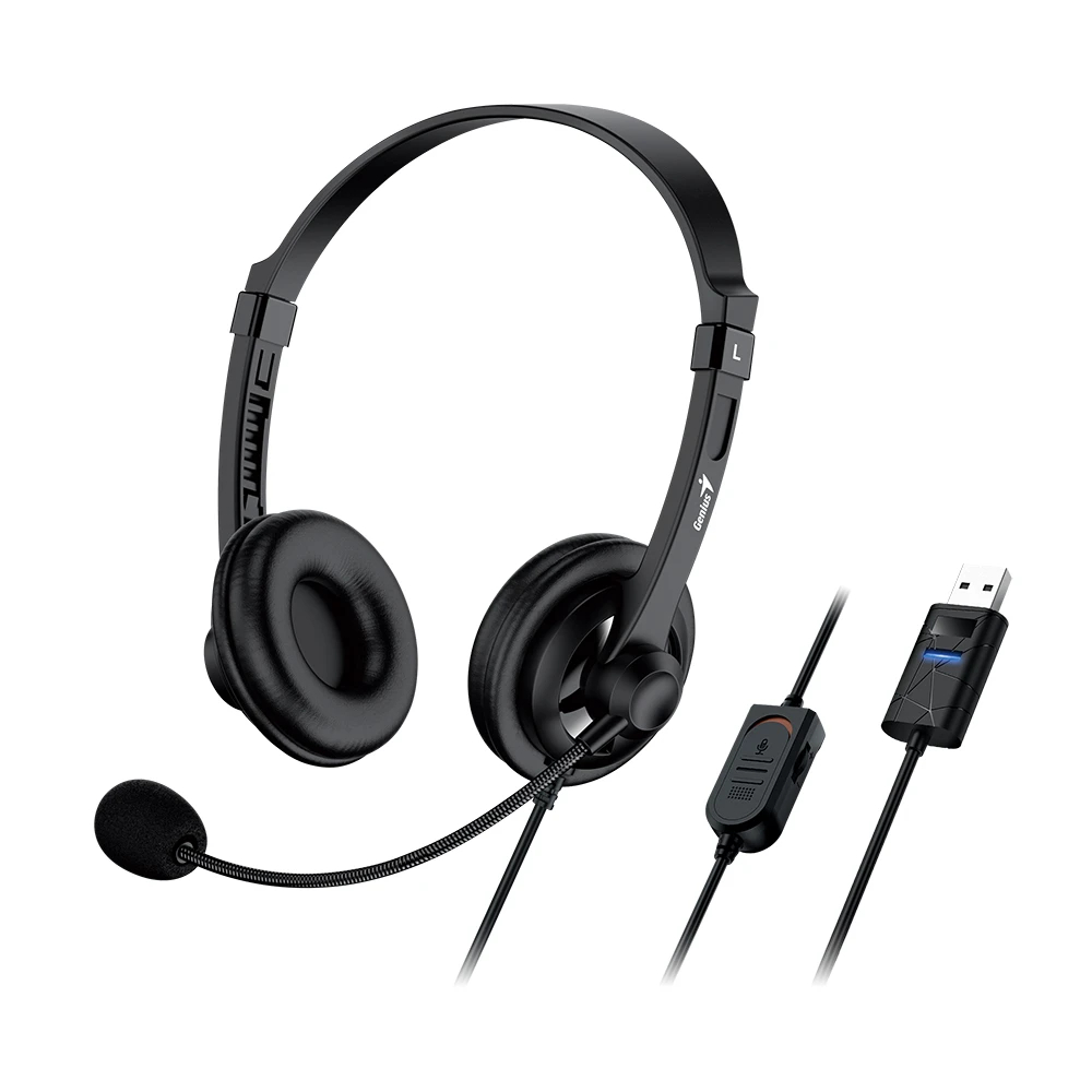 Genius слушалки с микрофон Headset HS-230U - USB, Mic, Black