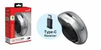 Genius безжина безшумна мишка Mouse Wireless Silent - Ergo 8200S Silver - Silent, 2.4GHz, USB-C receiver