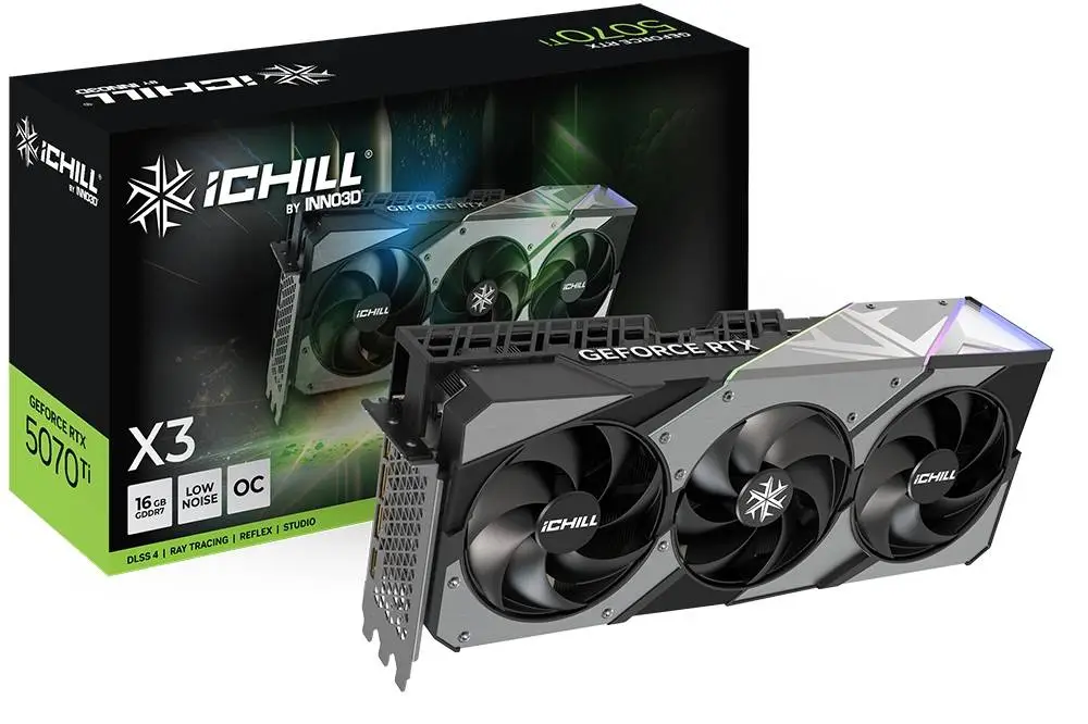 Видео карта Inno3D GeForce RTX 5070 Ti ICHILL X3 16GB GDDR7 - N507T3-16D7X-176068W