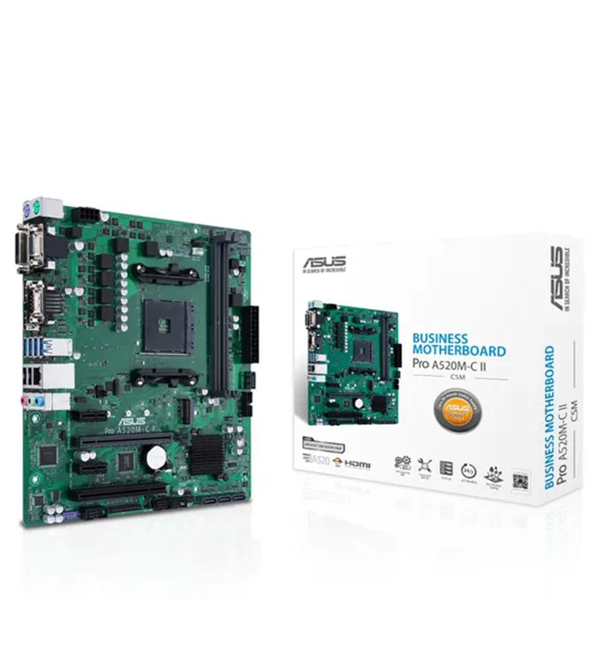 Дънна платка ASUS PRO A520M-C II CSM AM4 - 90MB18F0-M0EAY0