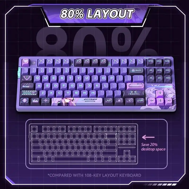 Геймърска механична клавиатура VGN - V87 Starry Sky - Dynamic Silver Switches [Linear]