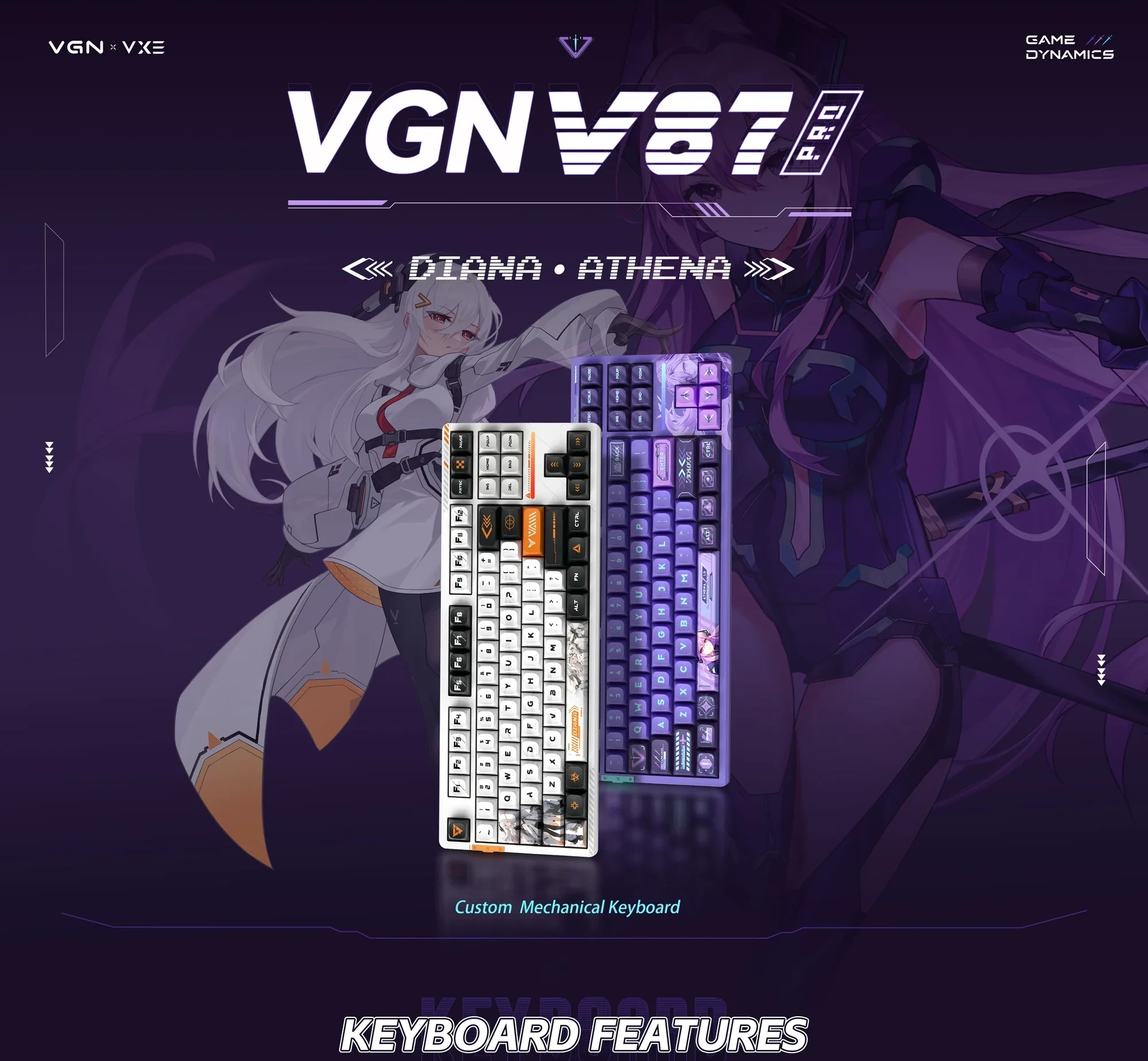 Геймърска механична клавиатура VGN - V87 PRO Side Engraving - Aniya Switches