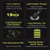 VGN безжични геймърски слушалки Wireless Gaming Headphones - SIREN V1 White - Bluetooth 5.3, 2.4G