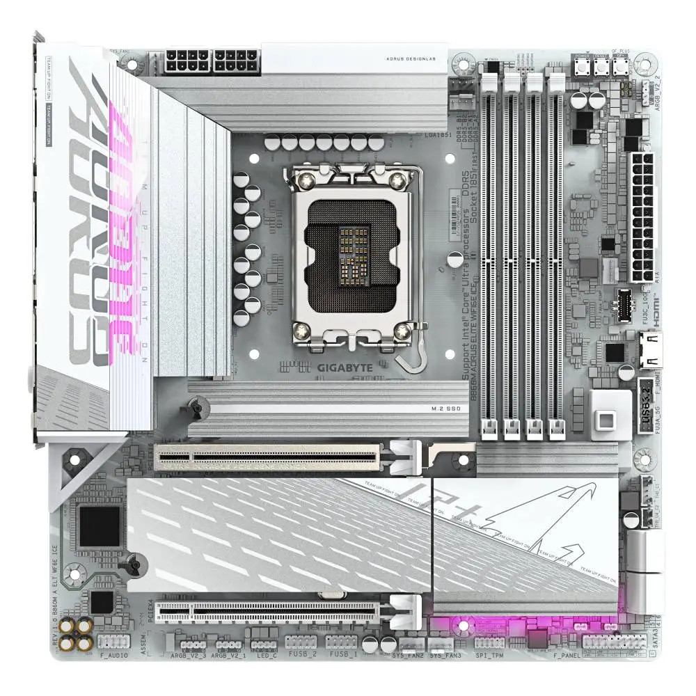 Дънна платка Gigabyte B860M AORUS ELITE WIFI6E ICE LGA1851