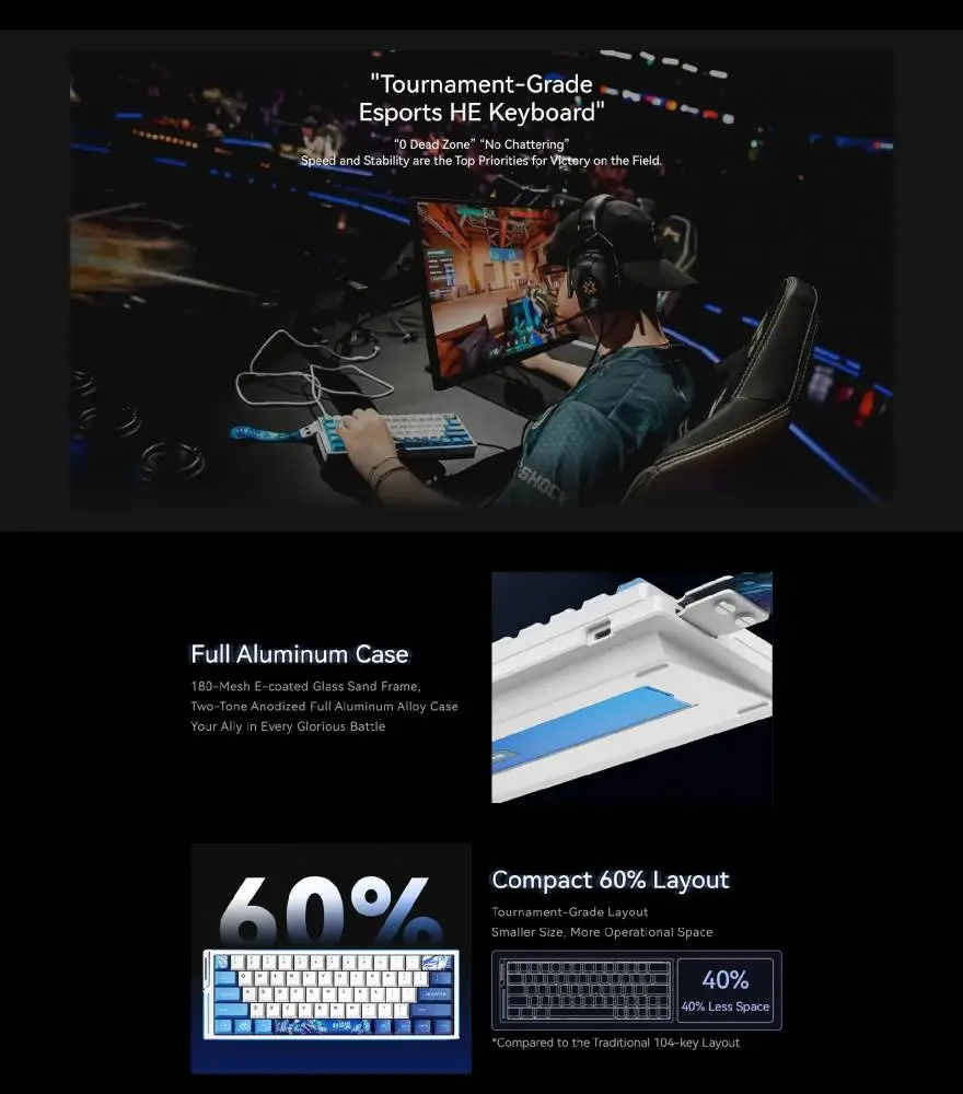 Геймърска механична клавиатура ATK EDGE 60 HE Master Leviatan - 8K, Gateron Jade Pro Switches