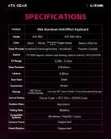 Геймърска механична клавиатура ATK RS6 - 8K, Gateron Jade Pro Switches [Linear] - Black