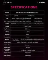 Геймърска механична клавиатура ATK RS6 Ultra - 8K, TTC RGB Magneto Switches [Linear] - White Shadow 
