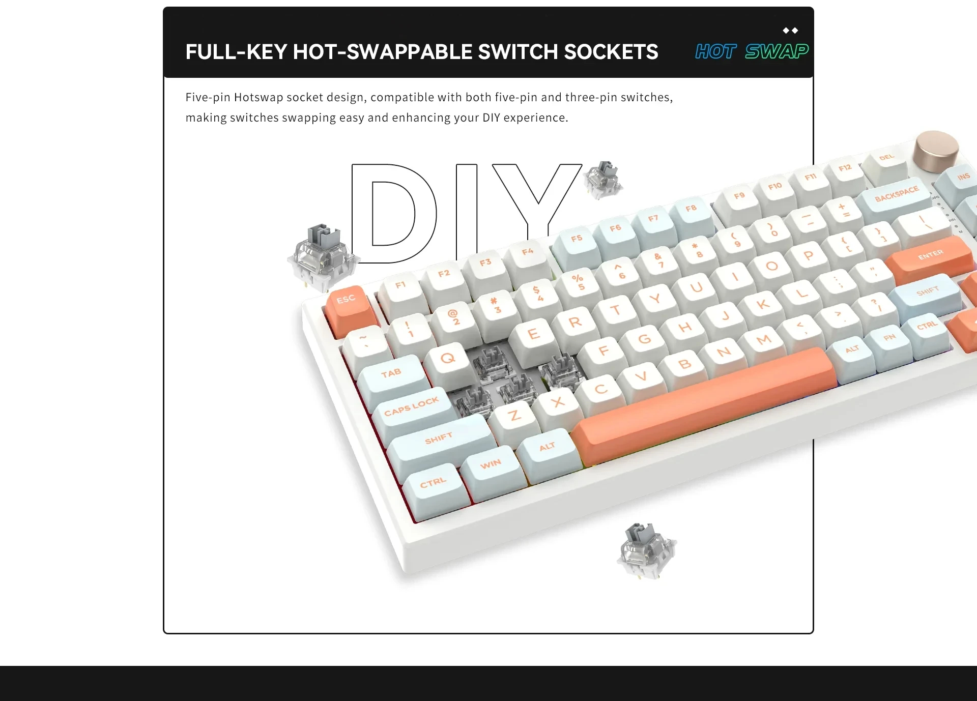 Геймърска механична клавиатура VGN N75 RGB Caribbean Blue - Power Silver Switches [Linear]