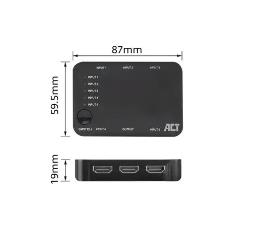 HDMI суич ACT AC7841, 5/1, 3D, 4K@60Hz, Черен