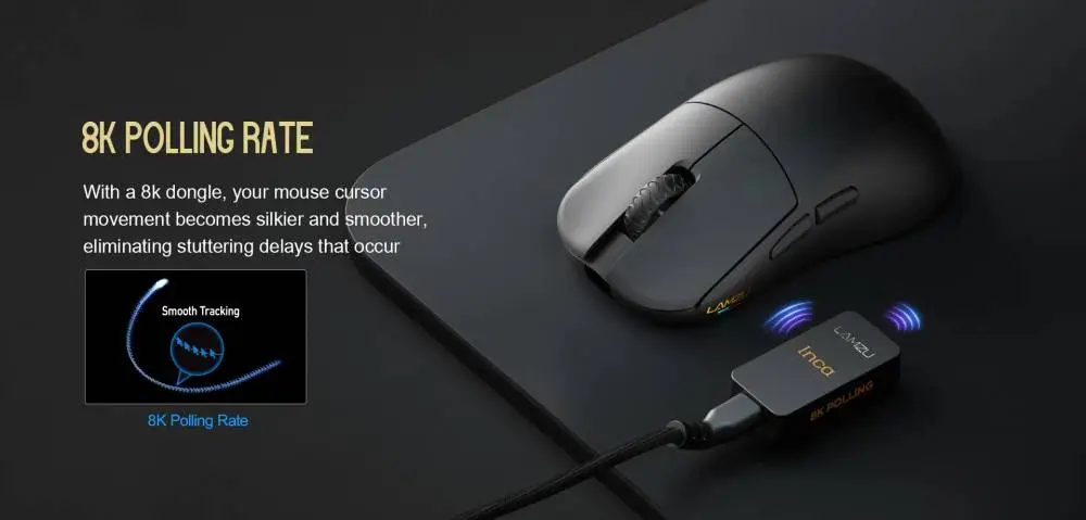 Геймърска мишка Lamzu INCA 8K - Wireless Gaming Mouse - Black