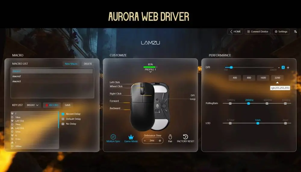 Геймърска мишка Lamzu INCA 8K - Wireless Gaming Mouse - Black
