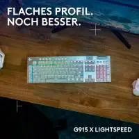 Геймърска клавиатура Logitech G915 X Lightspeed, White, LEDs RGB, GL TACTILE, USB/Bluetooth, US - 920-012690