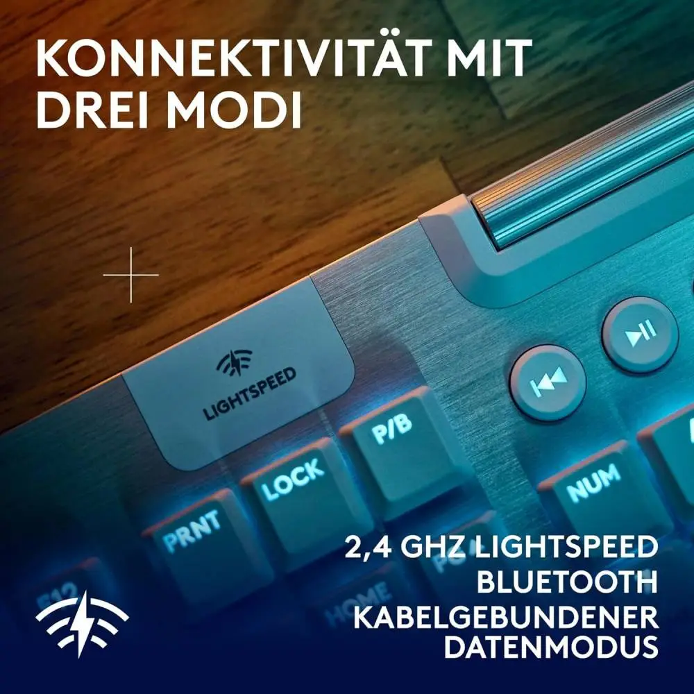 Геймърска клавиатура Logitech G915 X Lightspeed, White, LEDs RGB, GL TACTILE, USB/Bluetooth, US - 920-012690