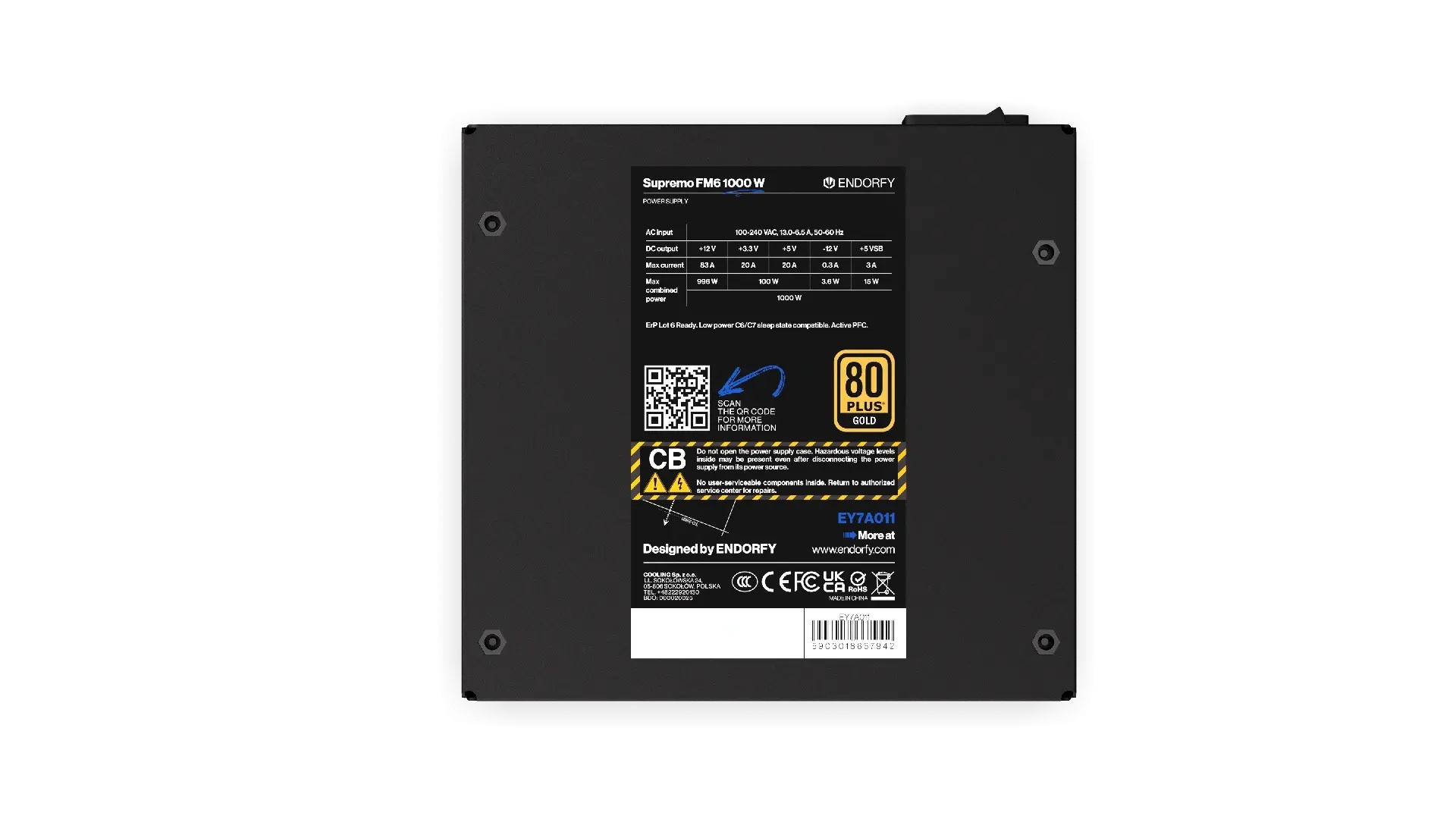 Захранване Endorfy Supremo FM6 1000W 80 Plus Gold PCIe 5.1 Fully Modular - EY7A011