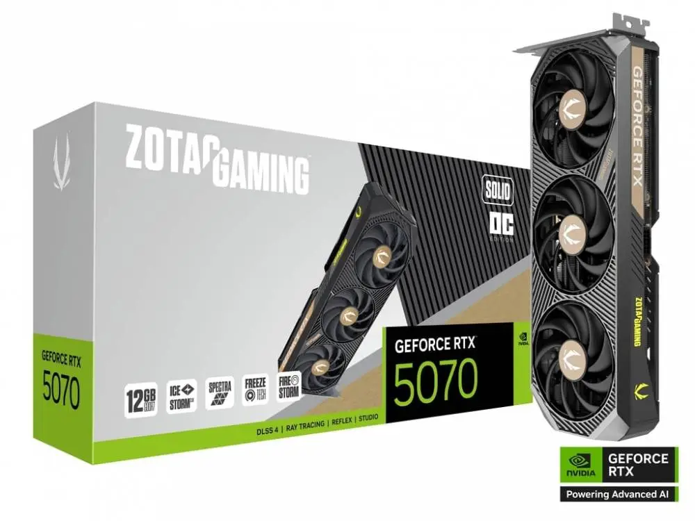 Видео карта ZOTAC GAMING GeForce RTX 5070 SOLID OC 12GB - ZT-B50700J-10P