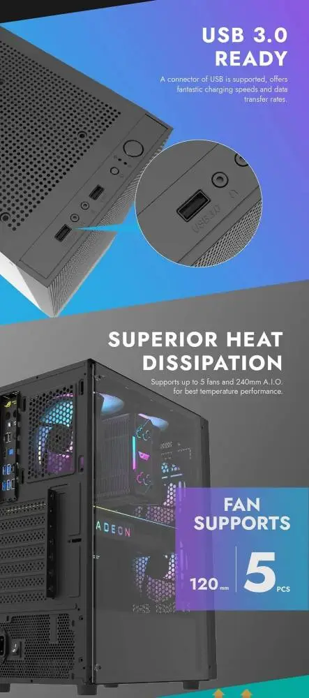 Кутия Darkflash A290 Black Case ATX 3 x 120 mm RGB fans included