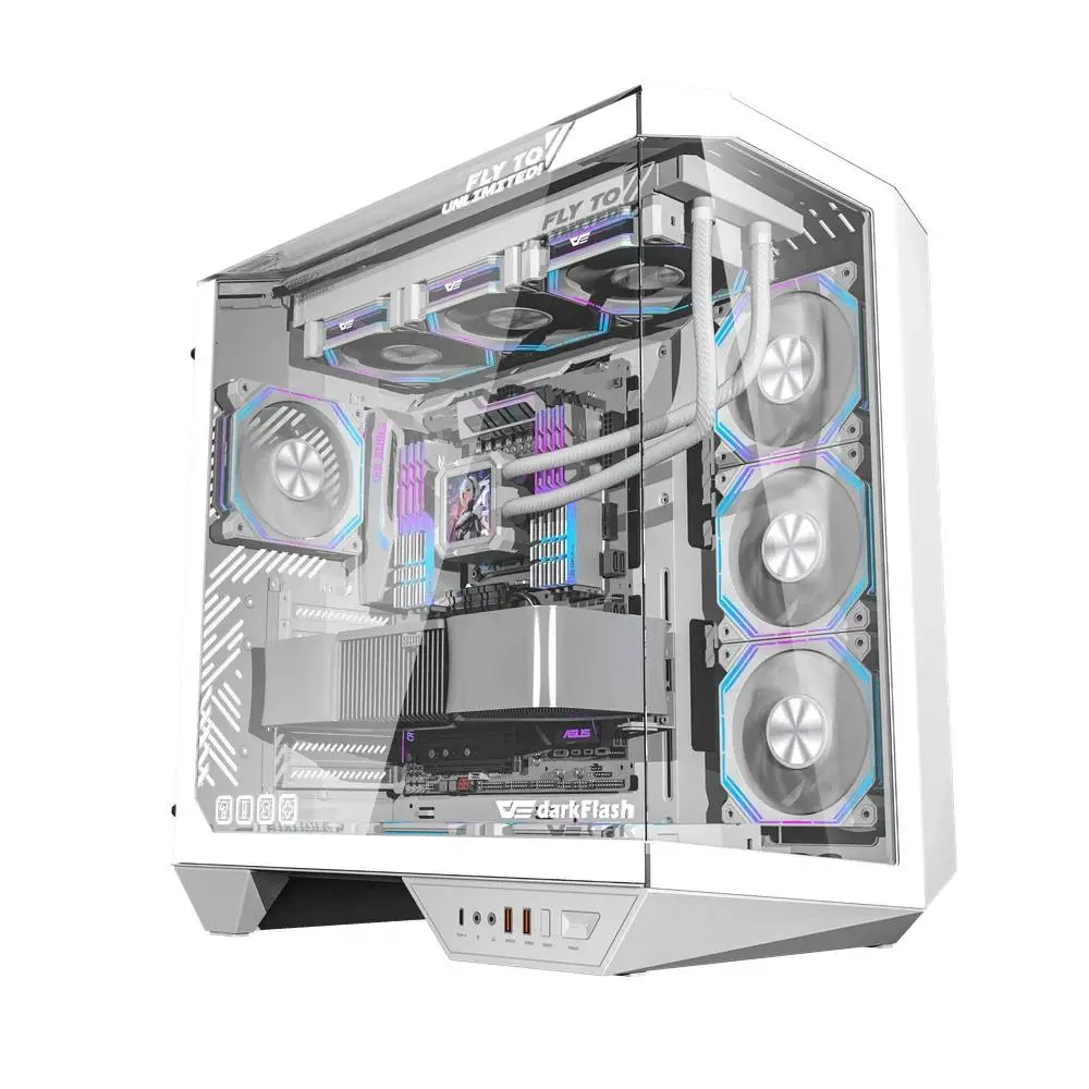 Кутия Darkflash DY470 Ice White Case ATX 4 x 120 mm Infinity Mirror Fans