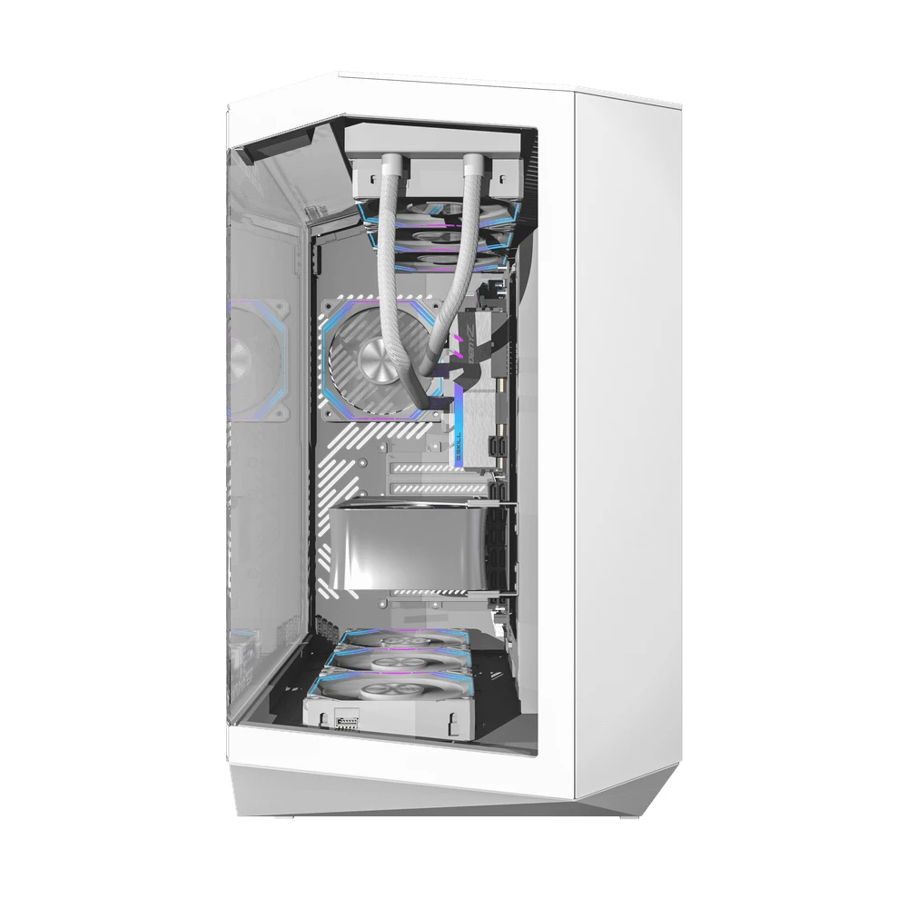 Кутия Darkflash DY470 Ice White Case ATX 4 x 120 mm Infinity Mirror Fans