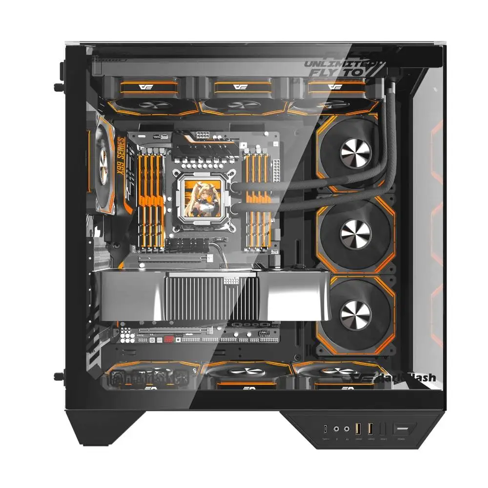 Кутия Darkflash DY470 Shadow Black Case ATX 4 x 120 mm Infinity Mirror Fans