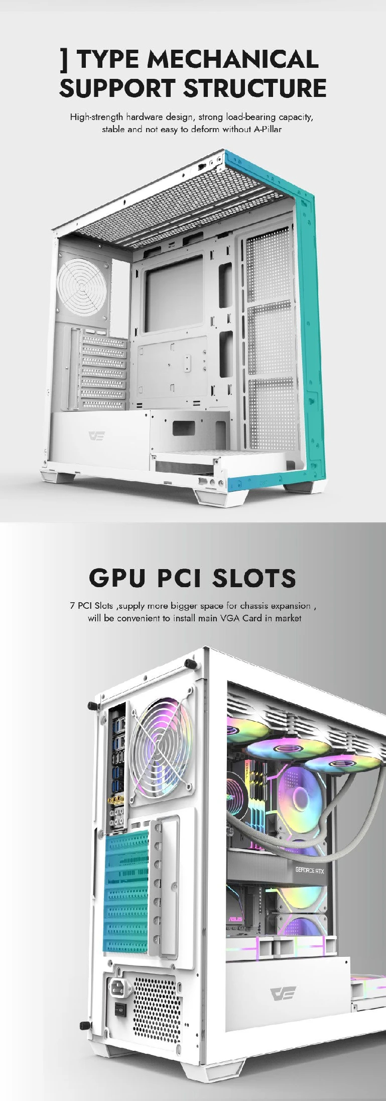 Кутия Darkflash DS900 White USB-C Case ATX