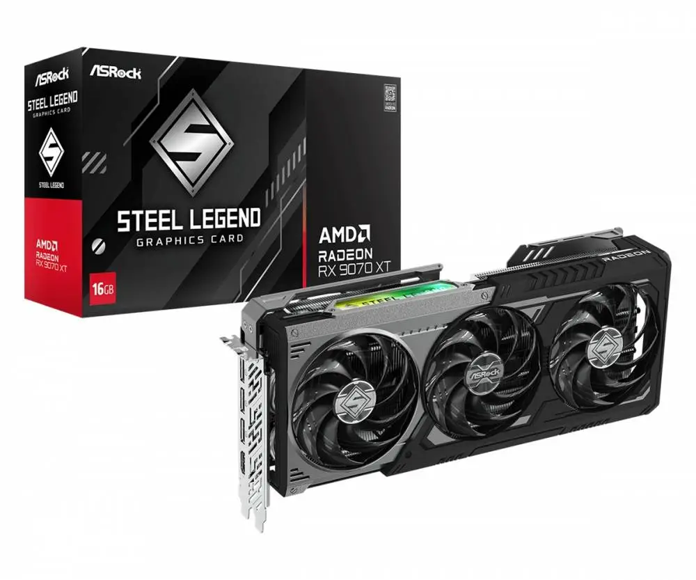 Grafikkarte Asrock AMD Radeon RX 9070 XT Steel Legend Dark 16GB
