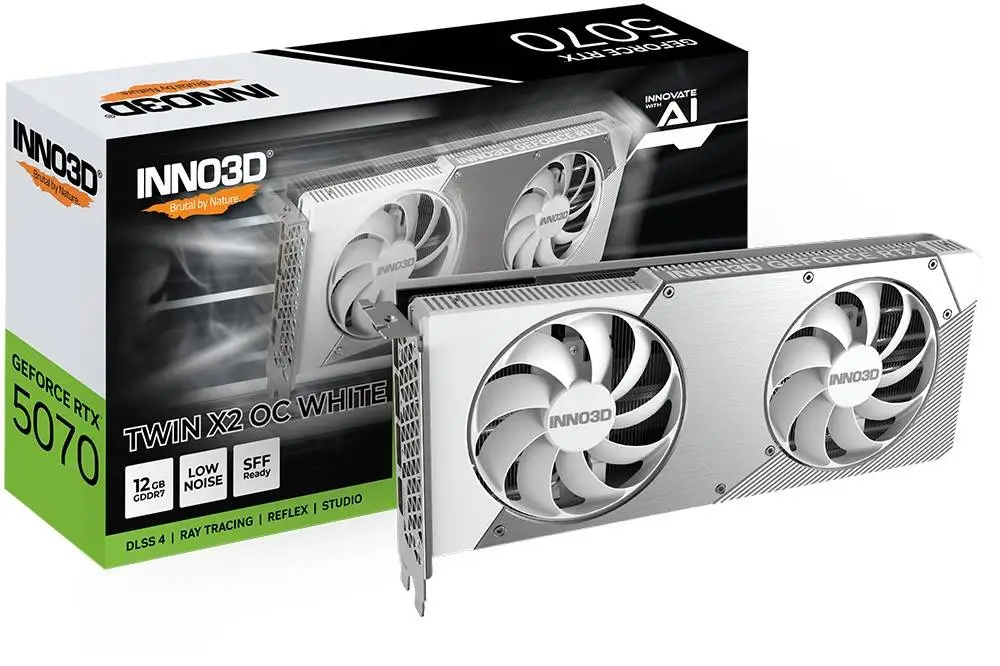 Видео карта Inno3D GeForce RTX 5070 12GB GDDR7 Twin X2 OC White - N50702-12D7X-195064N