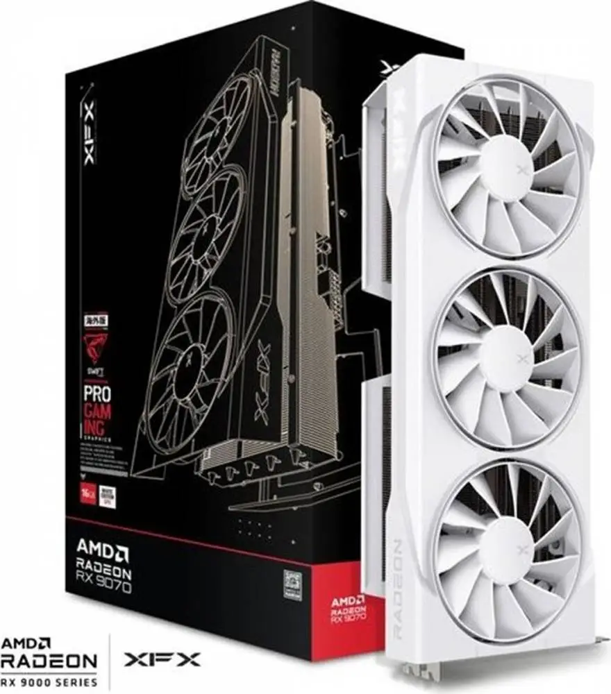 XFX Swift AMD Radeon RX 9070 OC White Triple Fan Gaming Edition 16GB Video Card