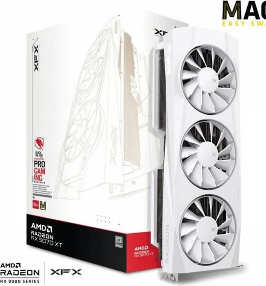 Видео карта XFX Quicksilver Radeon RX 9070 XT White Magnetic Air Edition 16GB - RX-97TMAQKW9