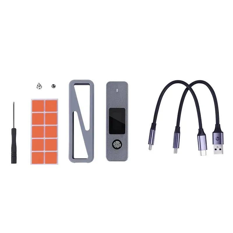 VCom външна кутия за диск Storage - Case - M.2 NVMe/SATA M/B key - USB-C/A Gen.2 10Gbps, Fingerprint Encryption - CU855SN-F