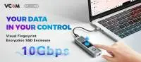 VCom външна кутия за диск Storage - Case - M.2 NVMe/SATA M/B key - USB-C/A Gen.2 10Gbps, Fingerprint Encryption - CU855SN-F